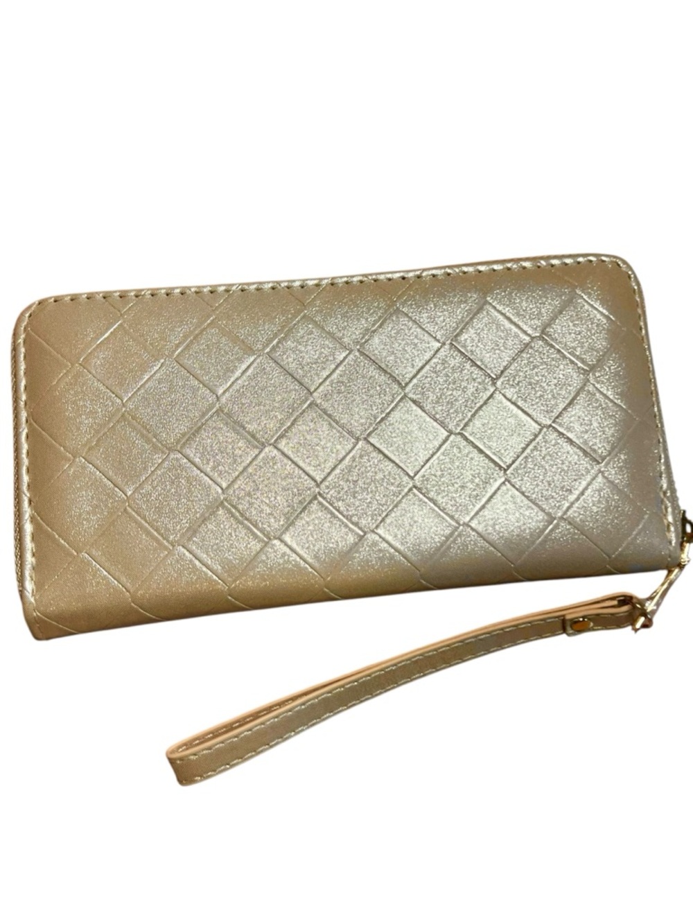 bebe Gold Quilted Zip-Around Wristlet Wallet for Women NEW - Picture 4 of 12